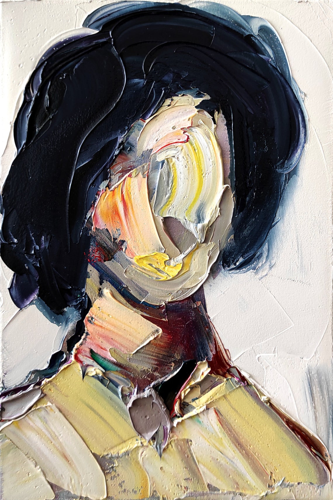 Woman Portrait Original Faceless Oil Painting Wall Decor Etsy