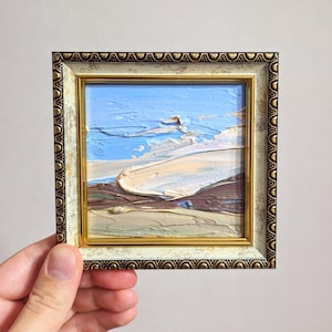 Impasto Framed Art 5x5 Arizona Painting Original Oil Painting Orange Art Abstract Impasto Oil Painting Textured Landscape Arizona Muted Art
