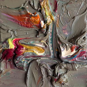 Pintura pequena texturizada 4x4" Arte abstrata original cinza pequena obra de arte empastada textura maciça arte de parede pintura a óleo original pequena arte bagunçada