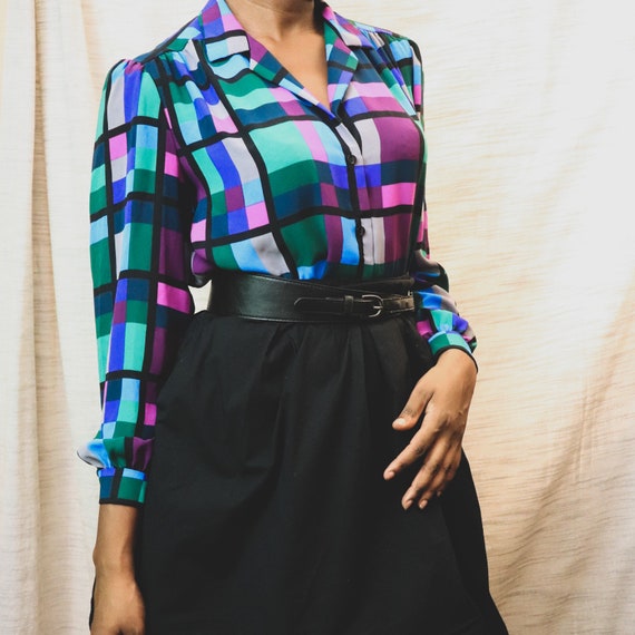 Colorful Plaid Blouse (Vintage)