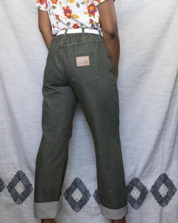Olive Green High-Waisted Mom Jeans (Vintage) - image 4