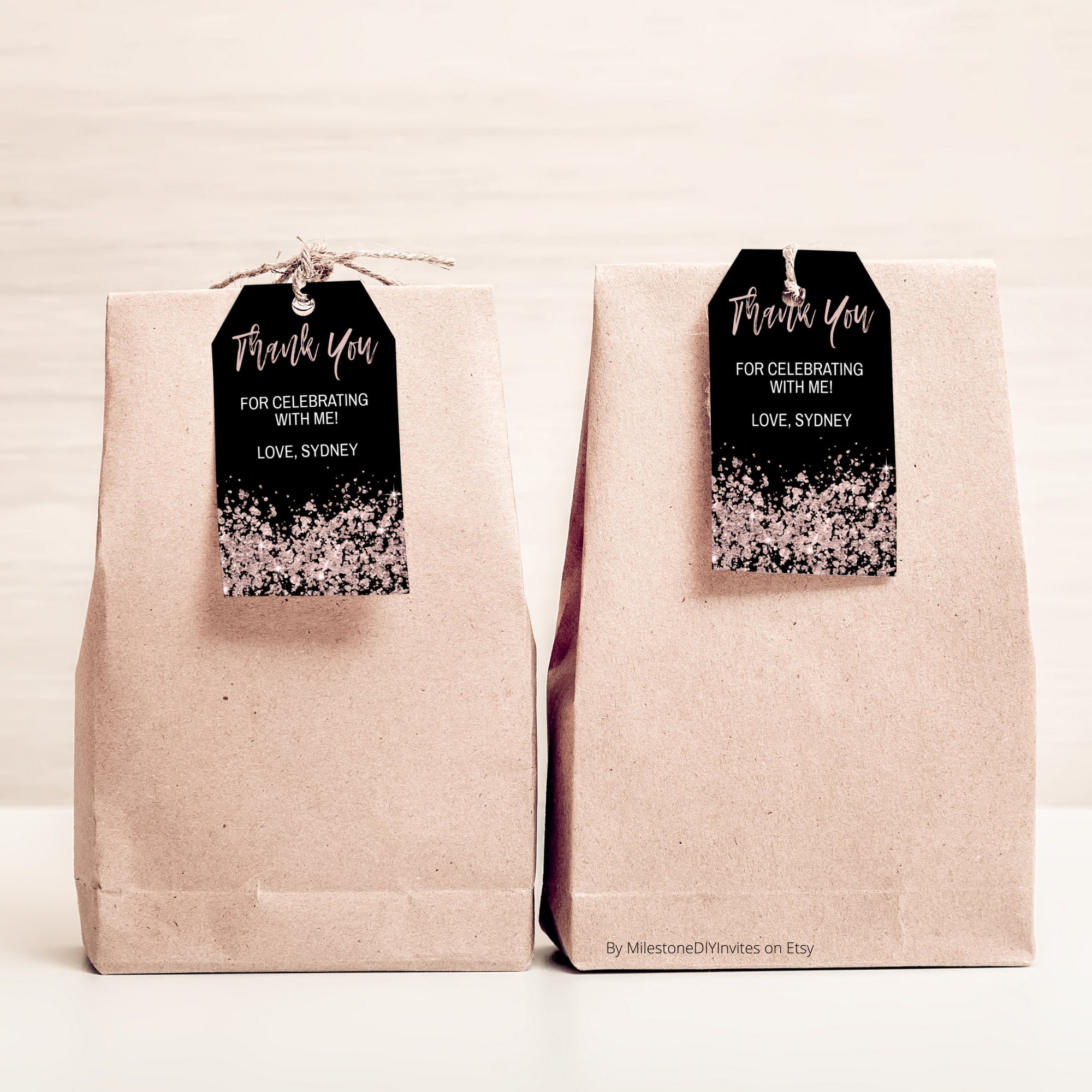 Black and Rose Gold Gift Tag / 50 and Fabulous Birthday Favor Tag