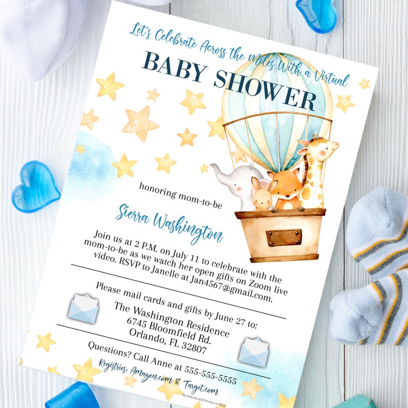 Virtual Baby Shower Invitation Set Gender Neutral / Hot
