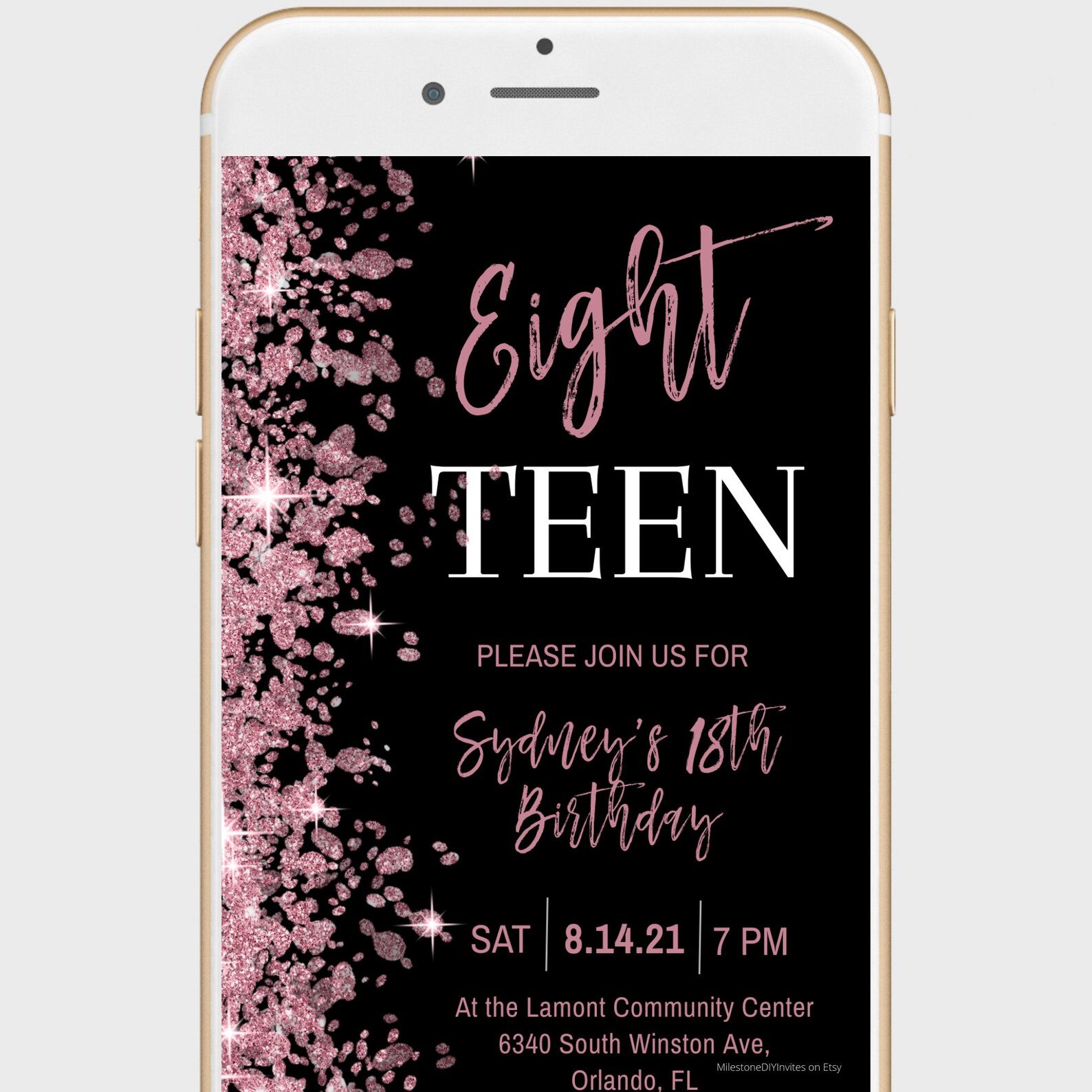 18th-birthday-invitation-template-for-women-black-pink-etsy