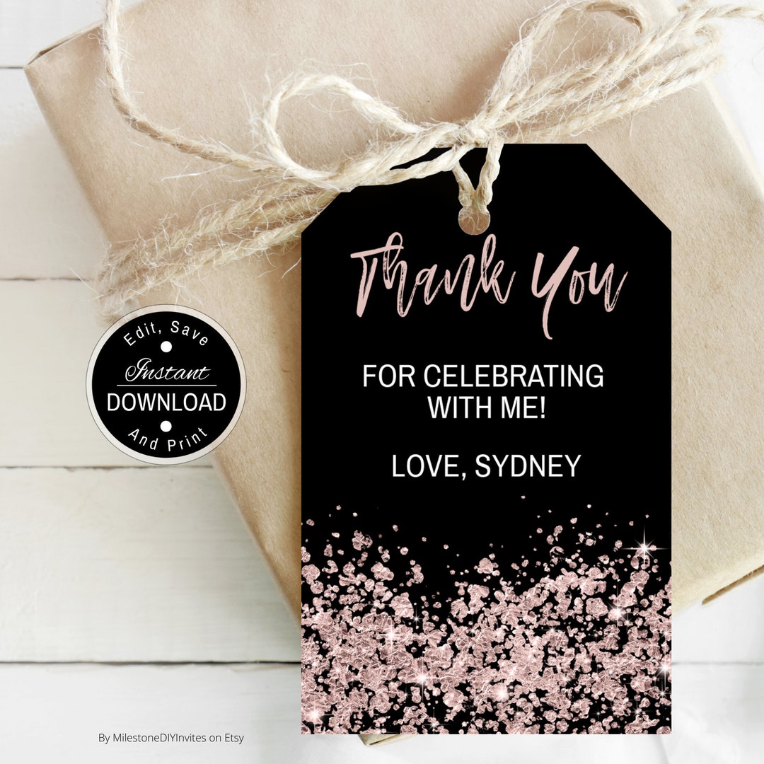 Black and Rose Gold Gift Tag / 50 and Fabulous Birthday Favor Tag