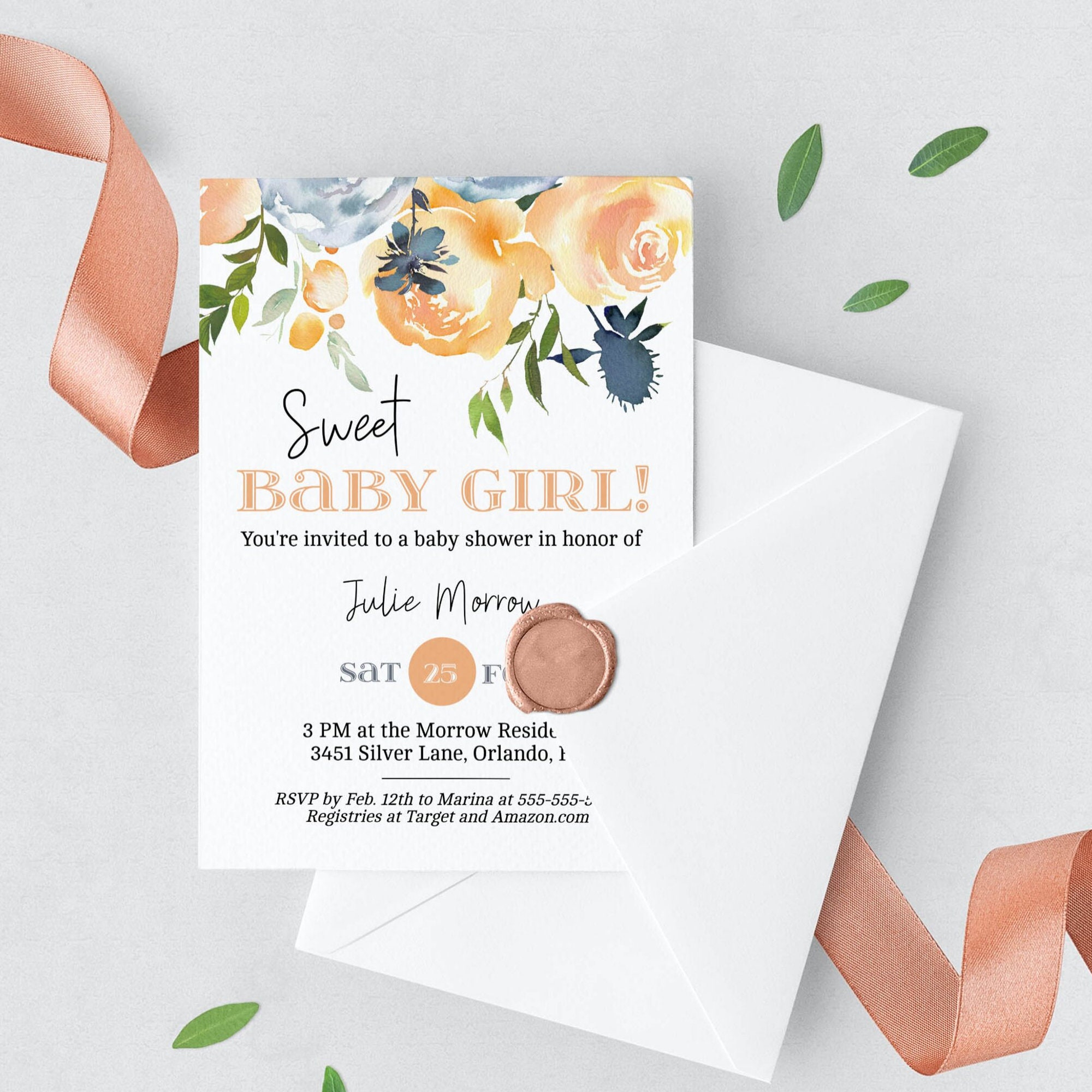 Baby Shower Invitation Set for Girl / Includes Diaper Raffle | Etsy