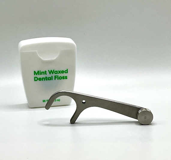 Reusable Stainless Steel Metal Flosser Pick - Eco Friendly & Sustainable / Refillable with any floss / Stainless Steel