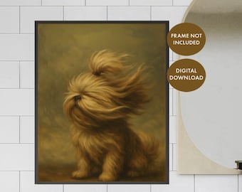 貴族風シーズー犬のルネッサンス肖像画：面白い動物の壁アート