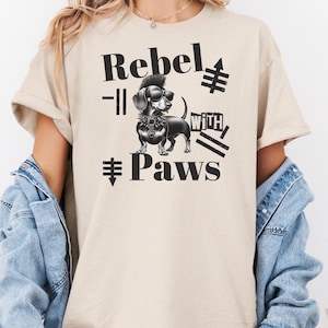 Funny Dachshund Owner Gift, Rebel Doxie Punk Shirt, Wiener Sausage Dog Lover Tee, Weenie Tshirt, Rebel With Paws