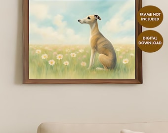 Poster di Whippet, regalo per mamma Iggy, download digitale, arte di levrieri, regalo per proprietari di cani, arte stampabile, levriero italiano, illustrazione di levriero