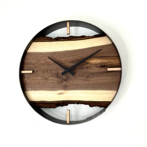 Made to Order 14 Black Walnut Live Edge Wood Wall Clock, Unique Handcrafted Gift image 4