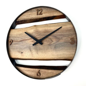 Black Walnut Live Edge Wood Wall Clock, Made to Order perfect for gift giving. image 4