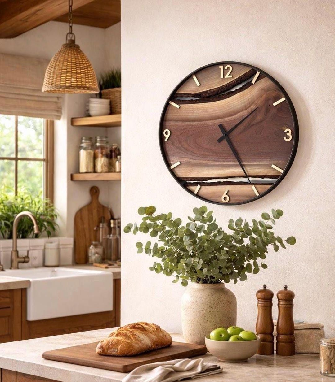 Made to Order 18” Wall Clock in Black Walnut Live Edge - Etsy
