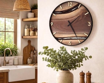 Made to Order 18” Wall Clock in Black Walnut Live Edge