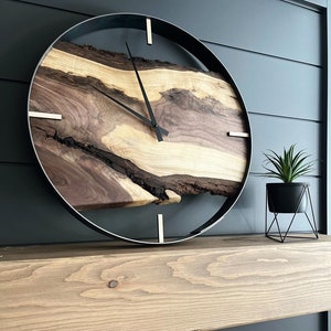 Made to Order Clock, 21 Diameter Black Walnut Wood Wall Clock, Unique Gift Idea perfect for Anniversary or Housewarming image 2