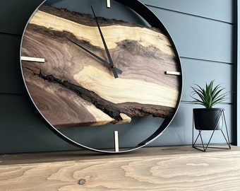 Made to Order Clock, 21” Diameter Black Walnut Wood Wall Clock, Unique Gift Idea perfect for Anniversary or Housewarming