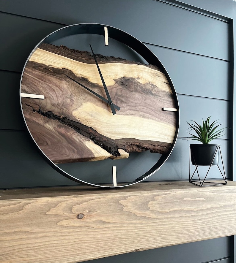 Made to Order Clock, 21 Diameter Black Walnut Wood Wall Clock, Unique Gift Idea perfect for Anniversary or Housewarming image 2