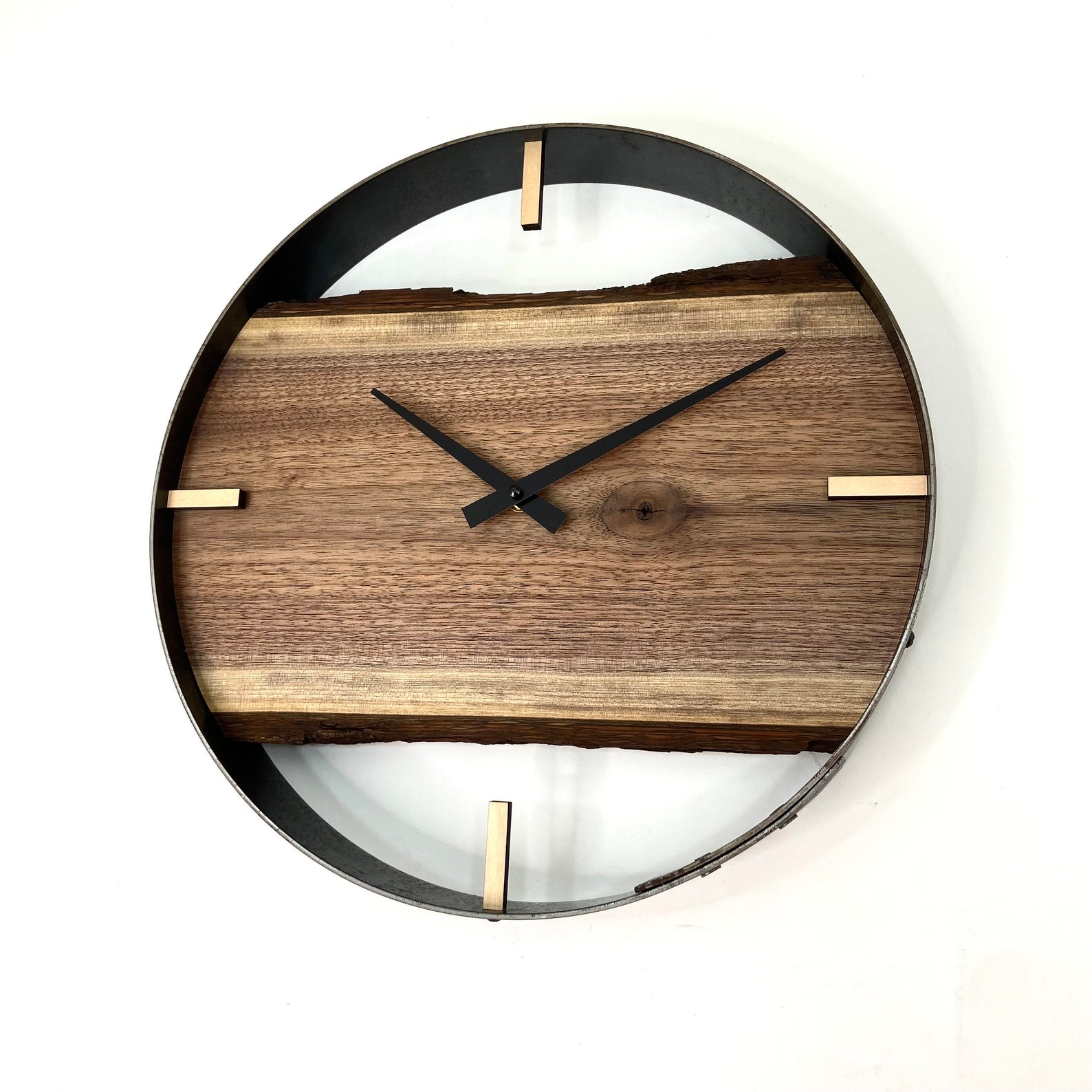 Made to Order 14” Black Walnut Live Edge Wood Wall Clock, Unique ...