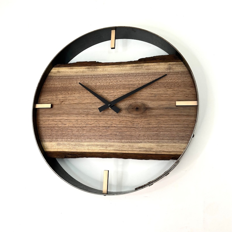 Made to Order 14 Black Walnut Live Edge Wood Wall Clock, Unique Handcrafted Gift image 7
