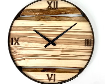 18" Striped Maple Live Edge Wood Wall Clock