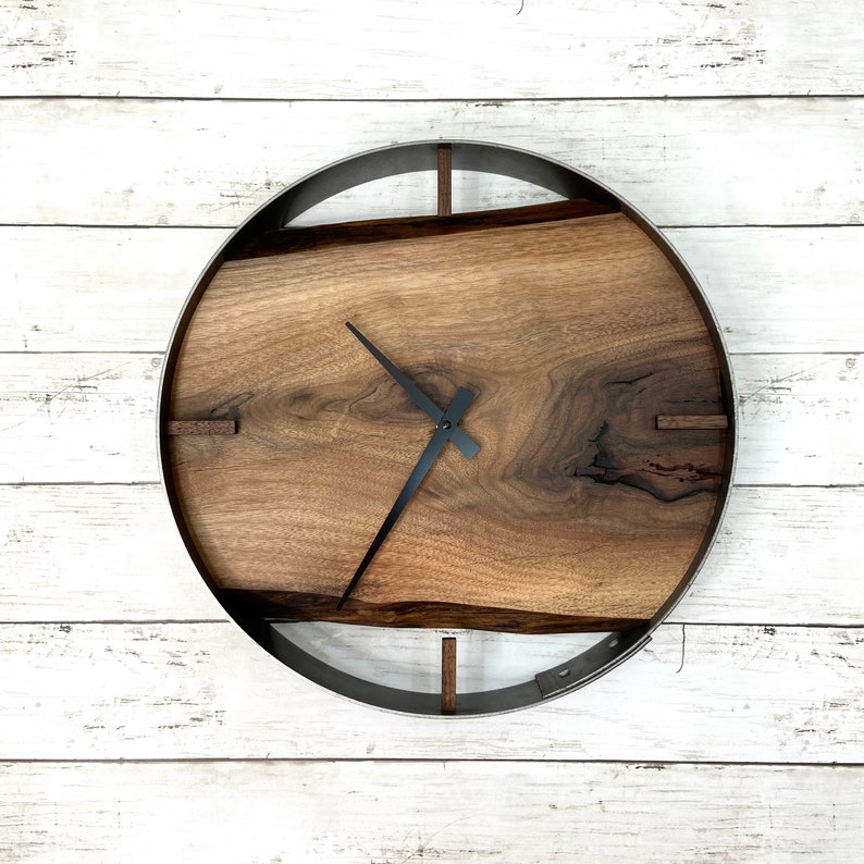 Made to Order 14 Black Walnut Live Edge Wood Wall Clock, Unique Handcrafted Gift image 1