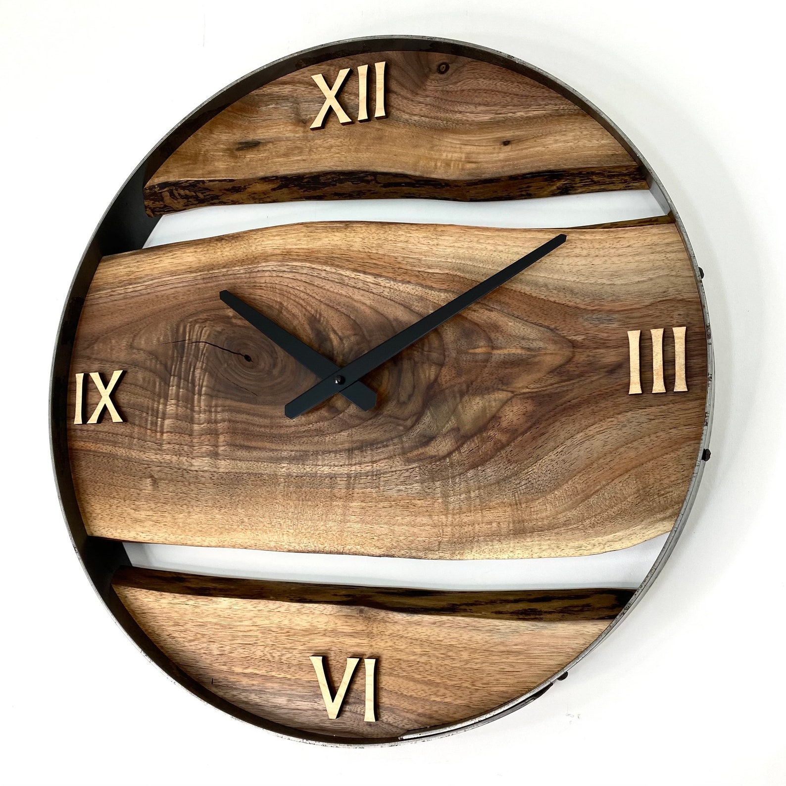 Made to Order, 18” Diameter Black Walnut Live Edge Wood Wall Clock ...