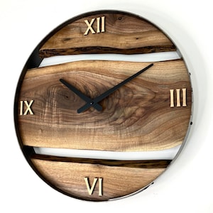 Black Walnut Live Edge Wood Wall Clock, Made to Order perfect for gift giving. image 8