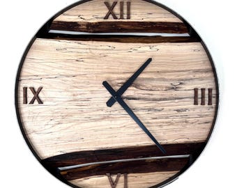 Black Walnut Live Edge Wall Clock: Modern Rustic Home Decor