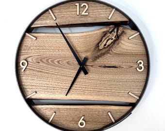 Butternut Live Edge Wood Wall Clock: Modern Rustic Home Decor