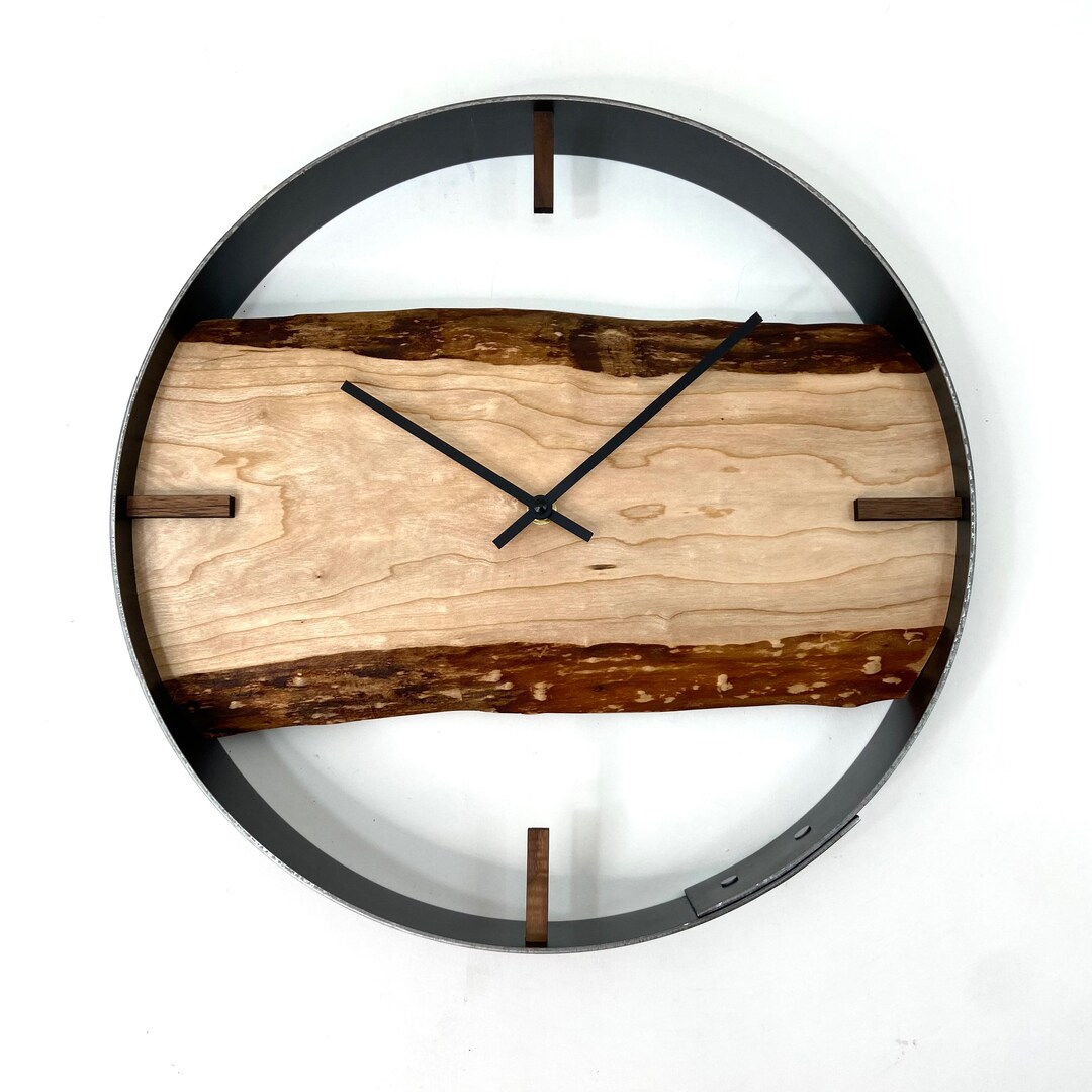 Live Edge Clock, 14 Diameter Cherry Wood Wall Clock, Unique Client Gifts Etsy
