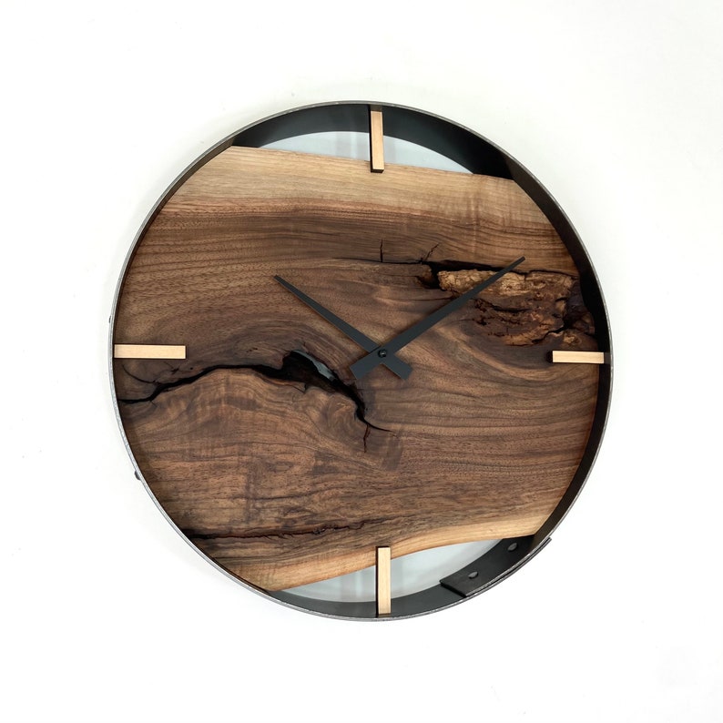 Made to Order 14 Black Walnut Live Edge Wood Wall Clock, Unique Handcrafted Gift image 6