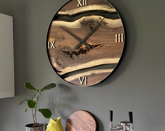 Made to Order 30” Black Walnut Live Edge Wood Clock, Unique Handcrafted Gift, Housewarming or Retirement