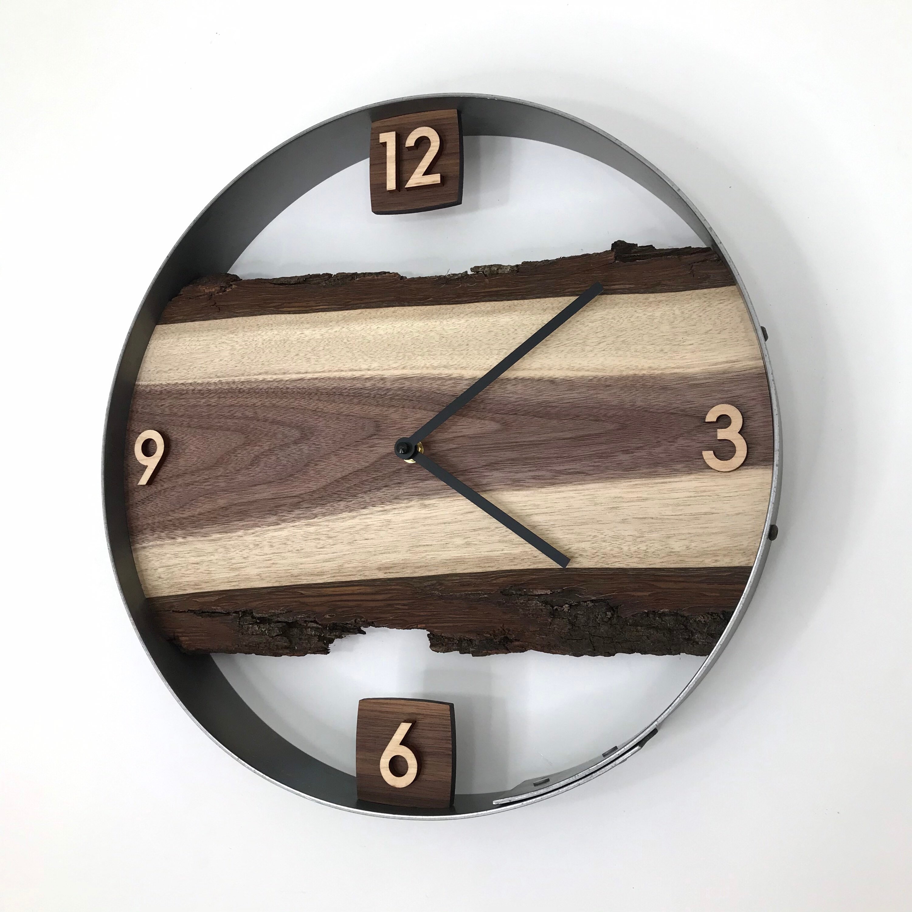 Live Edge Clock 14 Diameter Black Walnut Wood Wall Clock Etsy