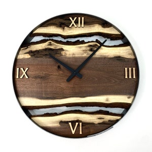 Black Walnut Live Edge Wood Wall Clock, Made to Order perfect for gift giving. image 3