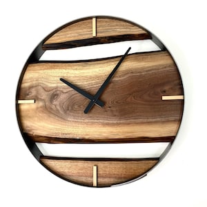 Black Walnut Live Edge Wood Wall Clock, Made to Order perfect for gift giving. image 5