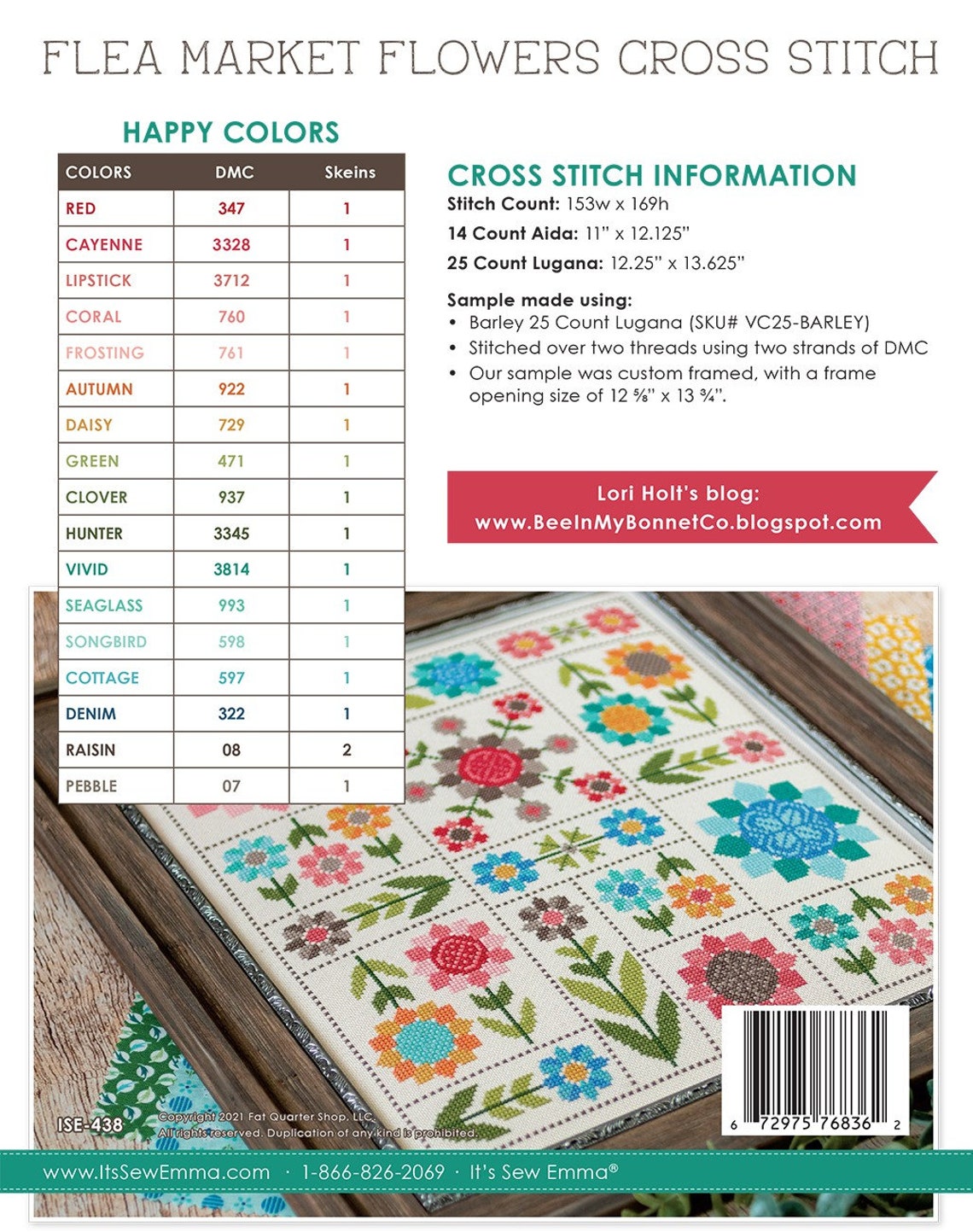 Flea Market Flowers Cross Stitch Pattern by Lori Holt Etsy