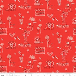 From the Heart Main Red or Cream Fabric by Riley Blake SBY