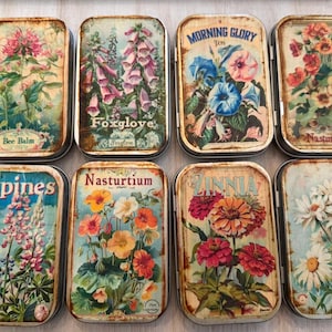 Vintage Floral Images Small Tin Cases/Each