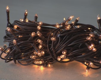 Primitive Lights 35 Warm White Tiny Bulbs on Brown Wire by WHD or 50 Warm White Lights