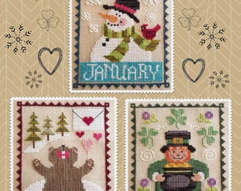 It's Sew Emma Cross Stitch Pattern Prim Village W/ Enamel Charm It's Sew Emma Cross Stitch Pattern Prim Village W/ Enamel Charm