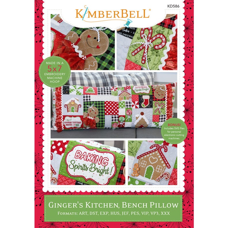 Bench Pillow Ginger's Kitchen Embroidery Design ME by Kimberbell Etsy