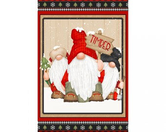 GNOME FOR The HOLIDAYS  Soft Book Fabric Panel to make a book by Henry Glass fabrics Whole Country Caboodle-Christmas 36 by 43 inches