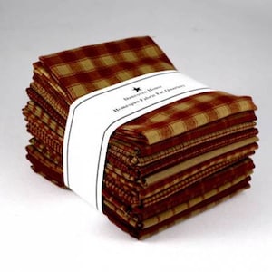 DUNROVEN HOUSE/Homespun Fabric/Primitive/ FQB Set of  (12)
