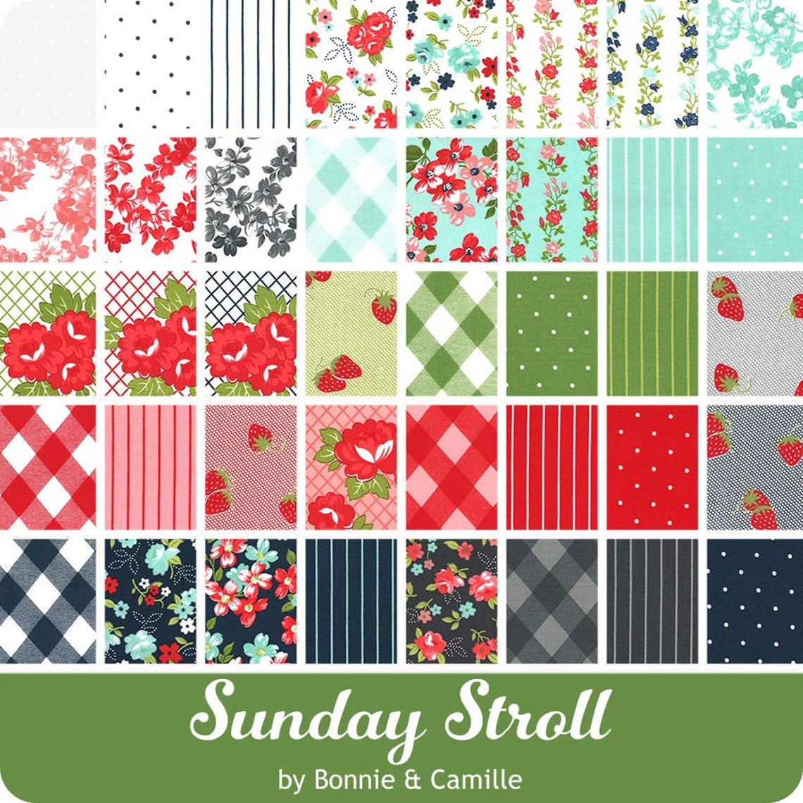 Sunday Stroll Charm Pack Fabric by Moda 5x5 | Etsy