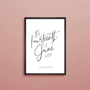 Custom Date & Location Print - Engagement Wedding Birth