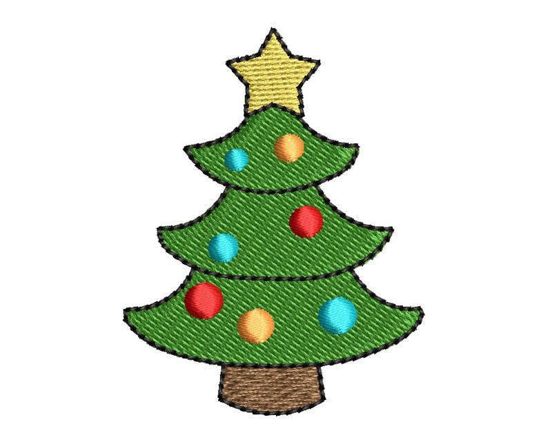 Christmas Tree Embroidery Design Download Christmas Holidays Etsy