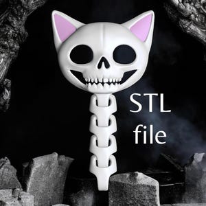 STL Digital File cute kawaii flexi keychain &quot;Skeleton cat&quot; | 3D Printable Halloween figure DIY Craft Tools Instant Download