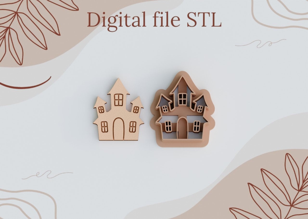 STL Digital Files for Polymer Clay Cutters 3D Printable Cookie Cutters DIY Craft Tools Instant Download Earring cutter "House Halloween"
