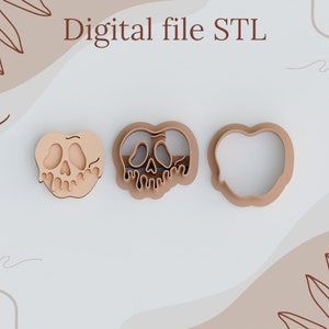 Digitala STL-filer för polymerlera-utstickare | 3D-utskrivbara kakformar | DIY-hantverksverktyg Direktnedladdning Örhängesutstickare "Giftäpple"