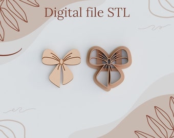 STL Digital Files for Polymer Clay Cutters | 3D Printable Cookie Cutters | DIY Craft Tools | Instant download | Earrings cutters "Bow"